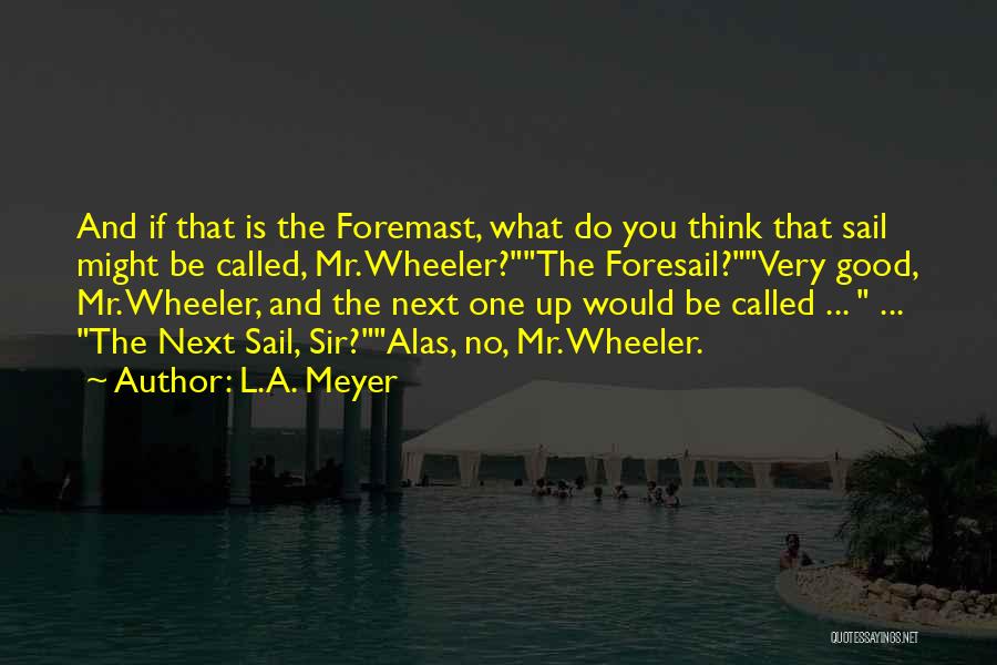 L.A. Meyer Quotes: And If That Is The Foremast, What Do You Think That Sail Might Be Called, Mr. Wheeler?the Foresail?very Good, Mr.