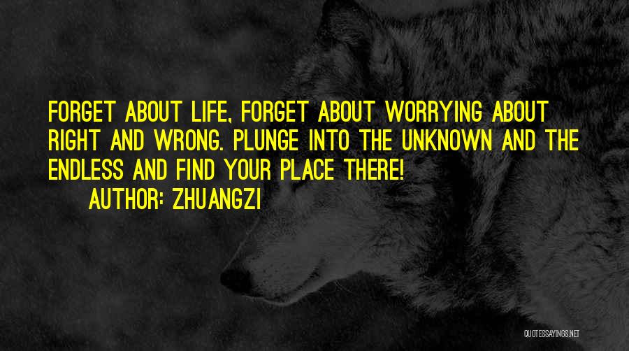 Zhuangzi Quotes: Forget About Life, Forget About Worrying About Right And Wrong. Plunge Into The Unknown And The Endless And Find Your