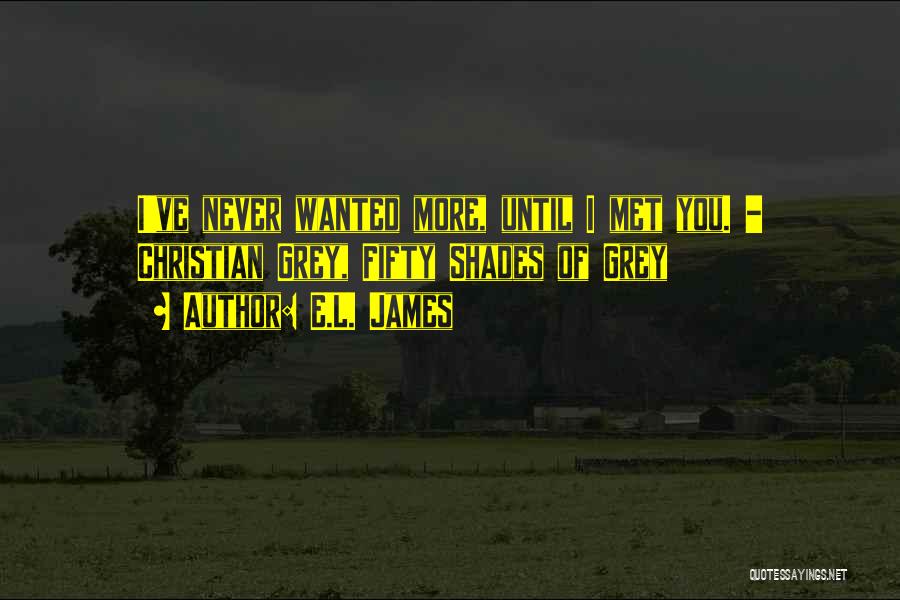 E.L. James Quotes: I've Never Wanted More, Until I Met You. - Christian Grey, Fifty Shades Of Grey