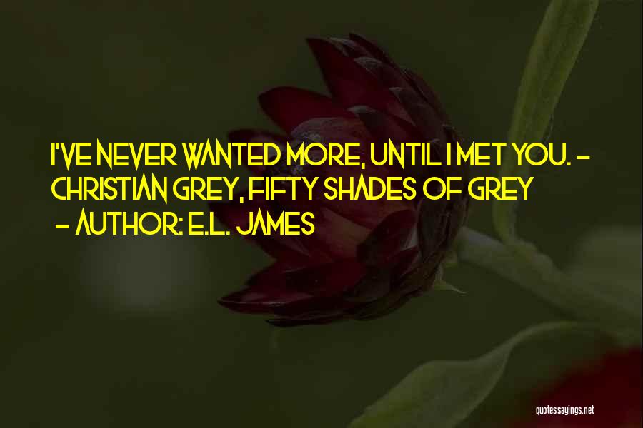 E.L. James Quotes: I've Never Wanted More, Until I Met You. - Christian Grey, Fifty Shades Of Grey