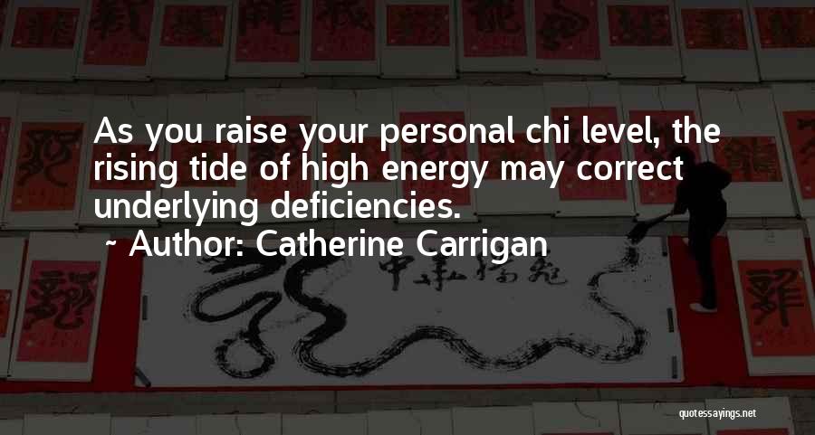 Catherine Carrigan Quotes: As You Raise Your Personal Chi Level, The Rising Tide Of High Energy May Correct Underlying Deficiencies.