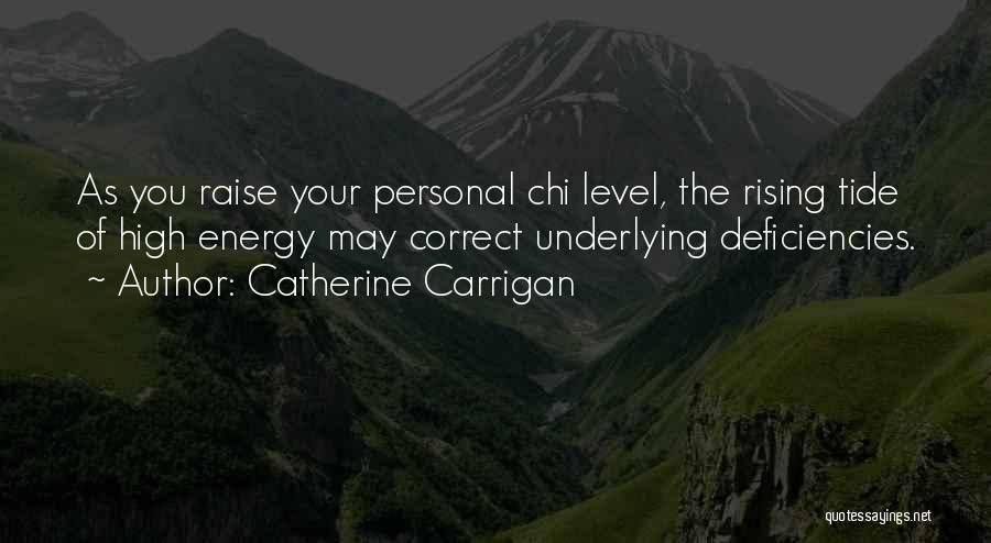 Catherine Carrigan Quotes: As You Raise Your Personal Chi Level, The Rising Tide Of High Energy May Correct Underlying Deficiencies.