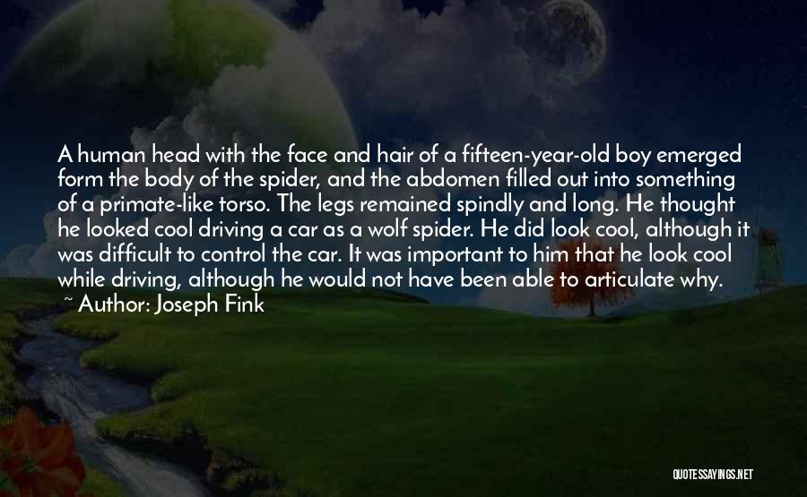 Joseph Fink Quotes: A Human Head With The Face And Hair Of A Fifteen-year-old Boy Emerged Form The Body Of The Spider, And