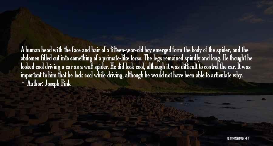 Joseph Fink Quotes: A Human Head With The Face And Hair Of A Fifteen-year-old Boy Emerged Form The Body Of The Spider, And