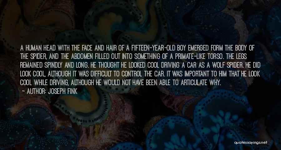 Joseph Fink Quotes: A Human Head With The Face And Hair Of A Fifteen-year-old Boy Emerged Form The Body Of The Spider, And