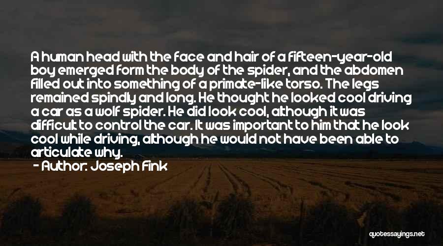 Joseph Fink Quotes: A Human Head With The Face And Hair Of A Fifteen-year-old Boy Emerged Form The Body Of The Spider, And