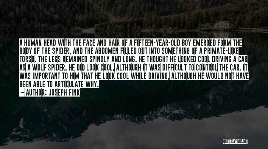 Joseph Fink Quotes: A Human Head With The Face And Hair Of A Fifteen-year-old Boy Emerged Form The Body Of The Spider, And