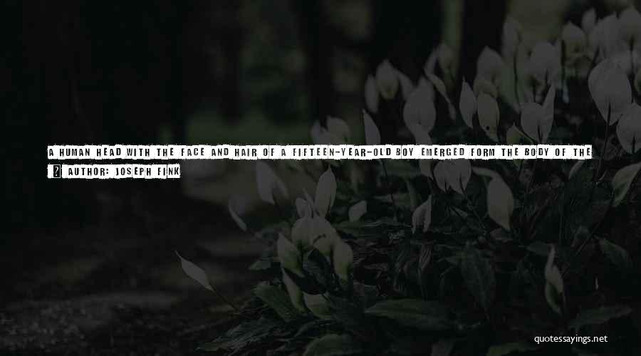 Joseph Fink Quotes: A Human Head With The Face And Hair Of A Fifteen-year-old Boy Emerged Form The Body Of The Spider, And