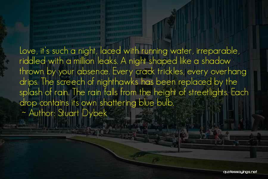 Stuart Dybek Quotes: Love, It's Such A Night, Laced With Running Water, Irreparable, Riddled With A Million Leaks. A Night Shaped Like A