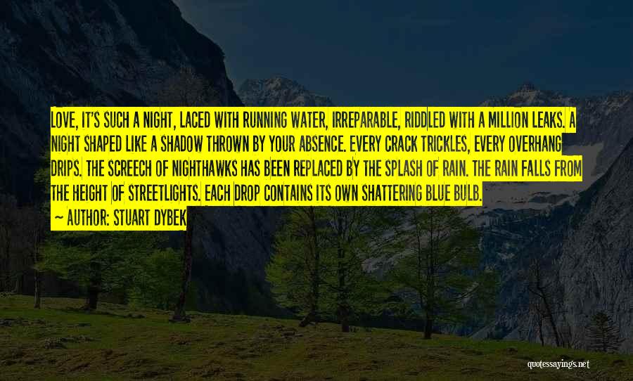 Stuart Dybek Quotes: Love, It's Such A Night, Laced With Running Water, Irreparable, Riddled With A Million Leaks. A Night Shaped Like A