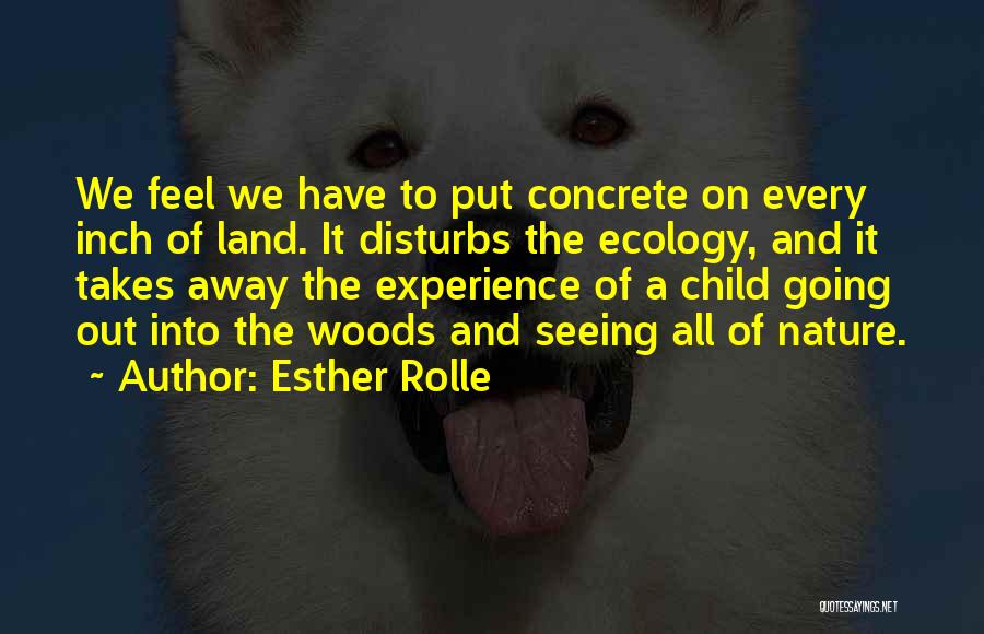 Esther Rolle Quotes: We Feel We Have To Put Concrete On Every Inch Of Land. It Disturbs The Ecology, And It Takes Away