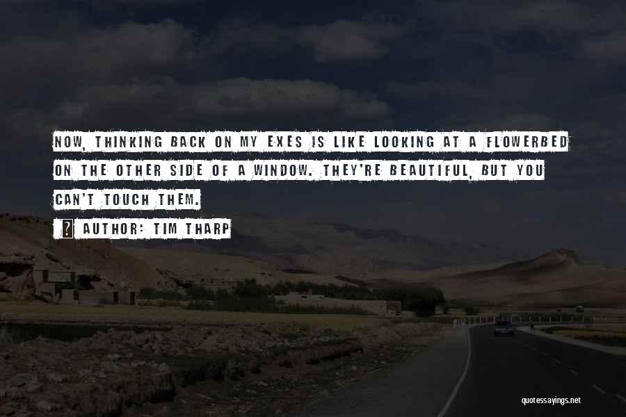 Tim Tharp Quotes: Now, Thinking Back On My Exes Is Like Looking At A Flowerbed On The Other Side Of A Window. They're