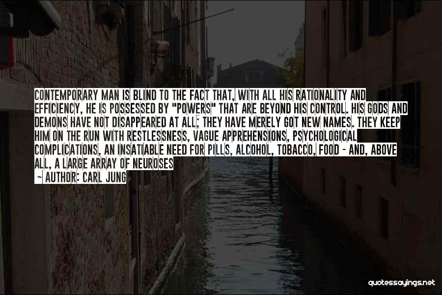 Carl Jung Quotes: Contemporary Man Is Blind To The Fact That, With All His Rationality And Efficiency, He Is Possessed By Powers That