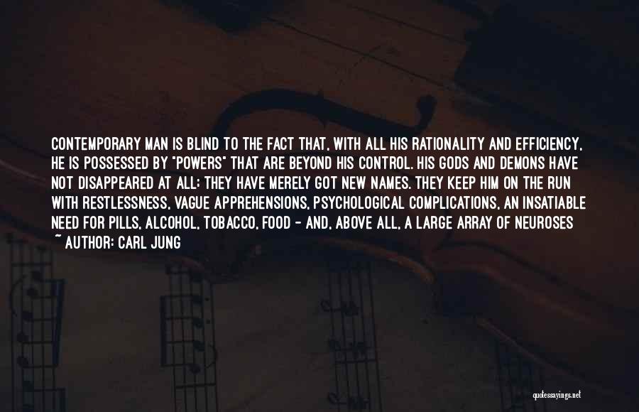 Carl Jung Quotes: Contemporary Man Is Blind To The Fact That, With All His Rationality And Efficiency, He Is Possessed By Powers That