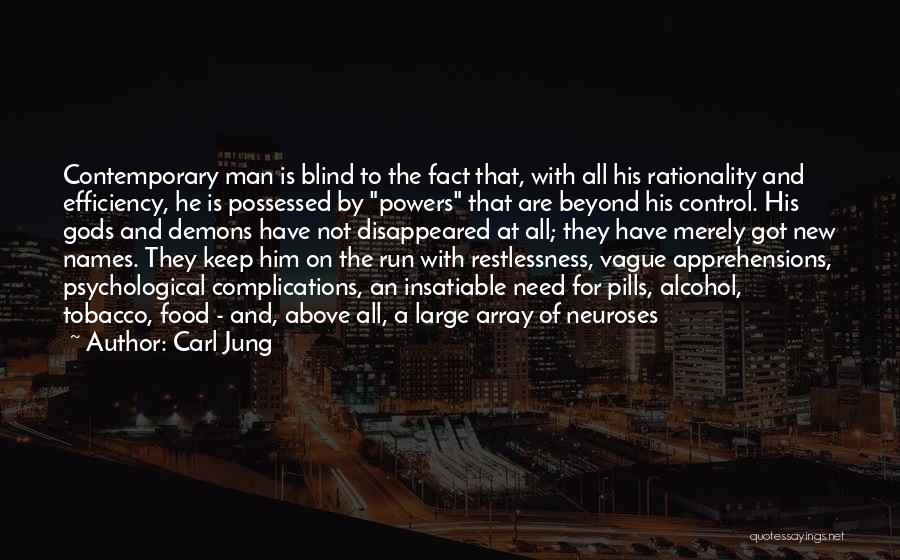 Carl Jung Quotes: Contemporary Man Is Blind To The Fact That, With All His Rationality And Efficiency, He Is Possessed By Powers That