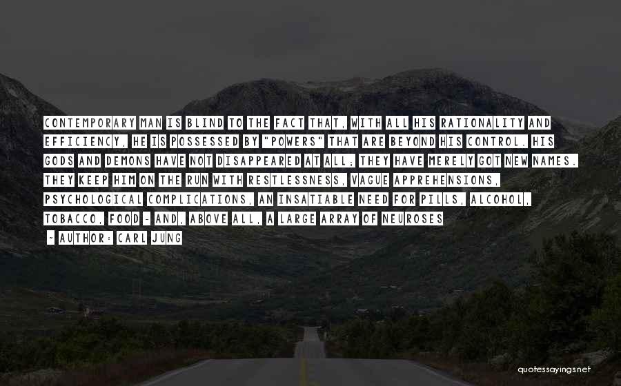 Carl Jung Quotes: Contemporary Man Is Blind To The Fact That, With All His Rationality And Efficiency, He Is Possessed By Powers That