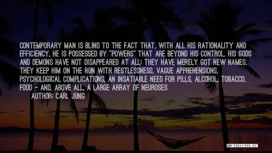 Carl Jung Quotes: Contemporary Man Is Blind To The Fact That, With All His Rationality And Efficiency, He Is Possessed By Powers That