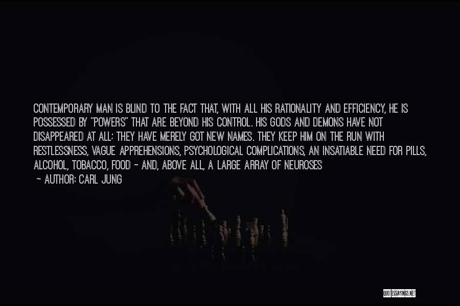 Carl Jung Quotes: Contemporary Man Is Blind To The Fact That, With All His Rationality And Efficiency, He Is Possessed By Powers That