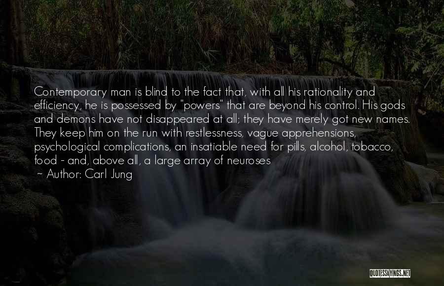 Carl Jung Quotes: Contemporary Man Is Blind To The Fact That, With All His Rationality And Efficiency, He Is Possessed By Powers That