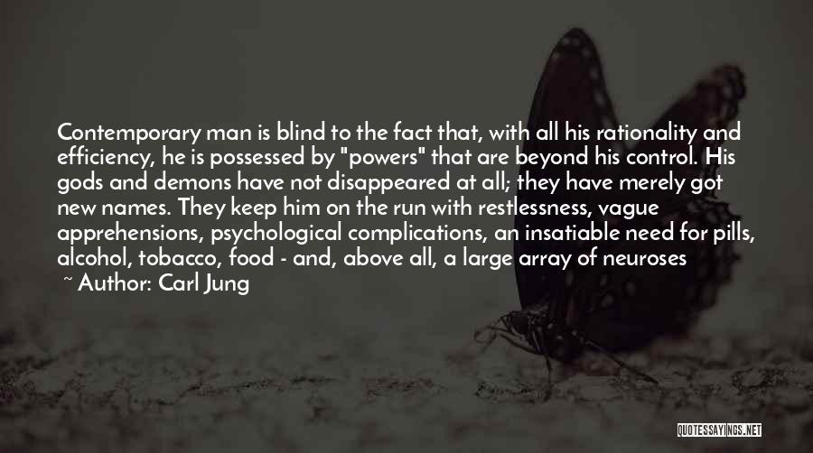 Carl Jung Quotes: Contemporary Man Is Blind To The Fact That, With All His Rationality And Efficiency, He Is Possessed By Powers That