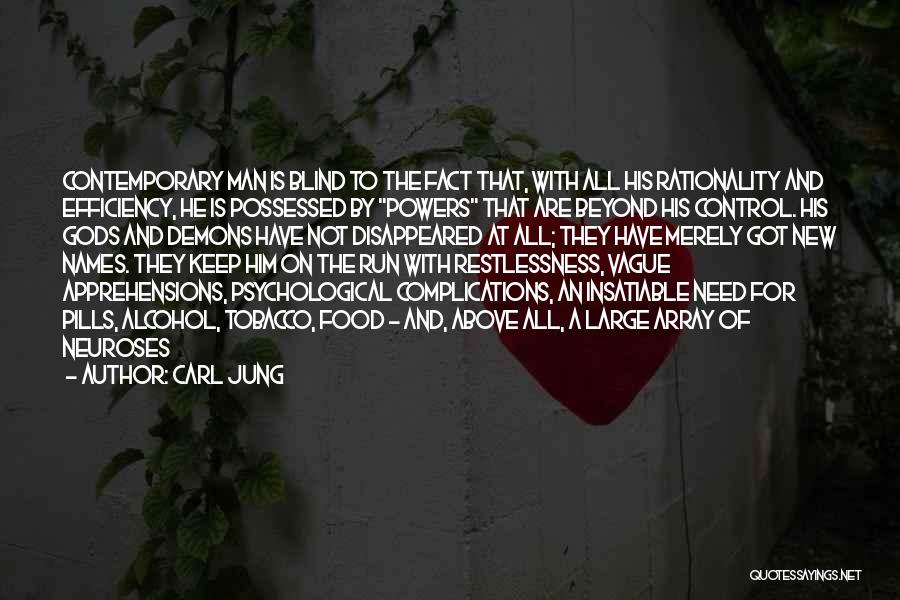 Carl Jung Quotes: Contemporary Man Is Blind To The Fact That, With All His Rationality And Efficiency, He Is Possessed By Powers That