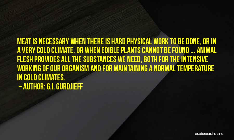 G.I. Gurdjieff Quotes: Meat Is Necessary When There Is Hard Physical Work To Be Done, Or In A Very Cold Climate, Or When