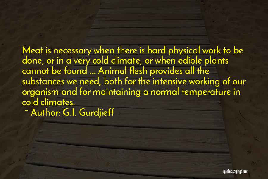 G.I. Gurdjieff Quotes: Meat Is Necessary When There Is Hard Physical Work To Be Done, Or In A Very Cold Climate, Or When