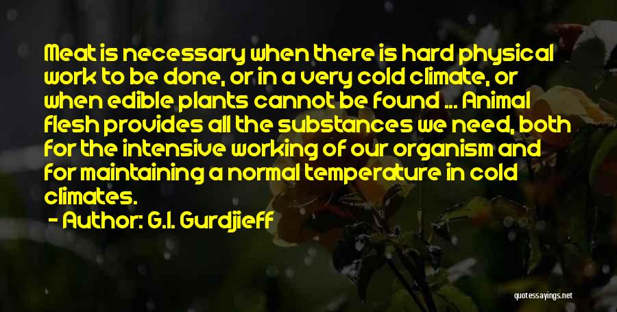 G.I. Gurdjieff Quotes: Meat Is Necessary When There Is Hard Physical Work To Be Done, Or In A Very Cold Climate, Or When