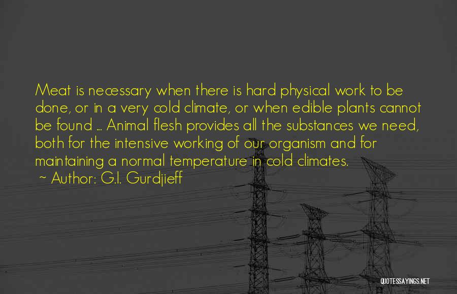 G.I. Gurdjieff Quotes: Meat Is Necessary When There Is Hard Physical Work To Be Done, Or In A Very Cold Climate, Or When