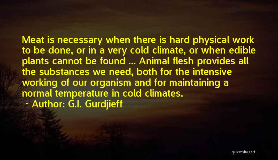 G.I. Gurdjieff Quotes: Meat Is Necessary When There Is Hard Physical Work To Be Done, Or In A Very Cold Climate, Or When