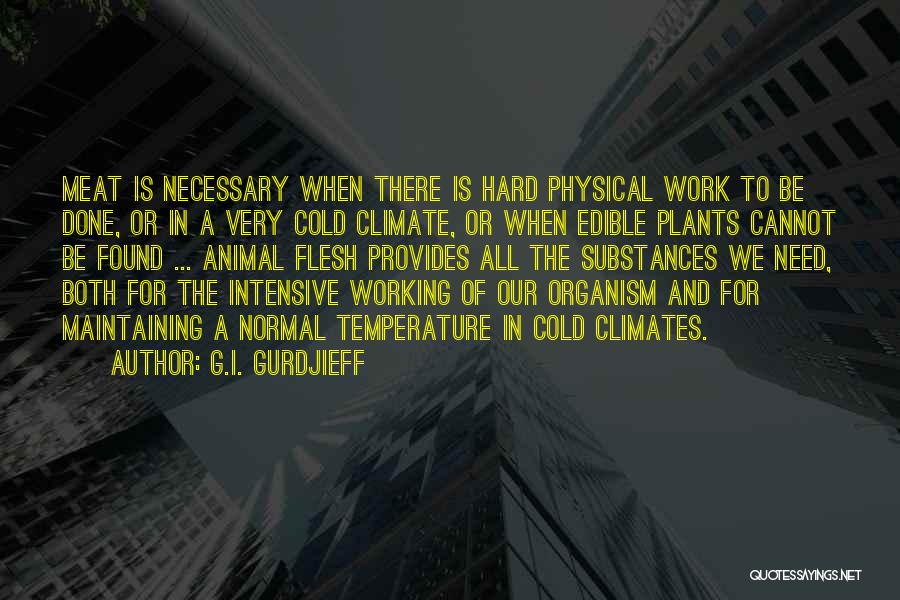 G.I. Gurdjieff Quotes: Meat Is Necessary When There Is Hard Physical Work To Be Done, Or In A Very Cold Climate, Or When