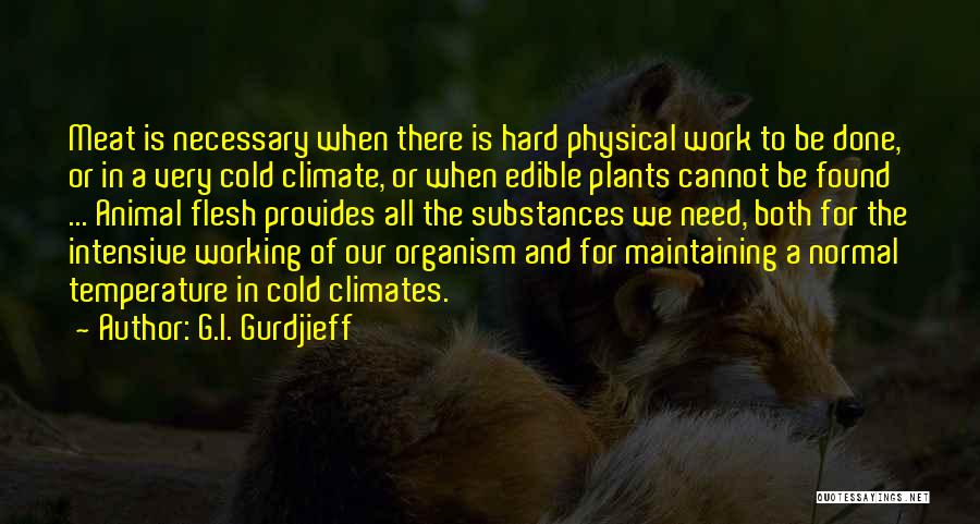 G.I. Gurdjieff Quotes: Meat Is Necessary When There Is Hard Physical Work To Be Done, Or In A Very Cold Climate, Or When