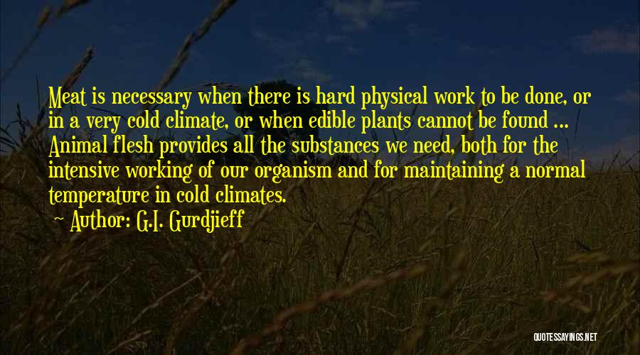 G.I. Gurdjieff Quotes: Meat Is Necessary When There Is Hard Physical Work To Be Done, Or In A Very Cold Climate, Or When