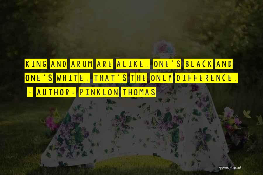 Pinklon Thomas Quotes: King And Arum Are Alike. One's Black And One's White. That's The Only Difference.