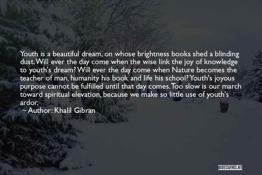 Khalil Gibran Quotes: Youth Is A Beautiful Dream, On Whose Brightness Books Shed A Blinding Dust. Will Ever The Day Come When The