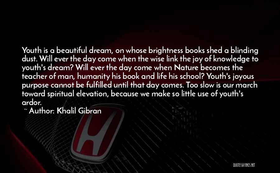 Khalil Gibran Quotes: Youth Is A Beautiful Dream, On Whose Brightness Books Shed A Blinding Dust. Will Ever The Day Come When The