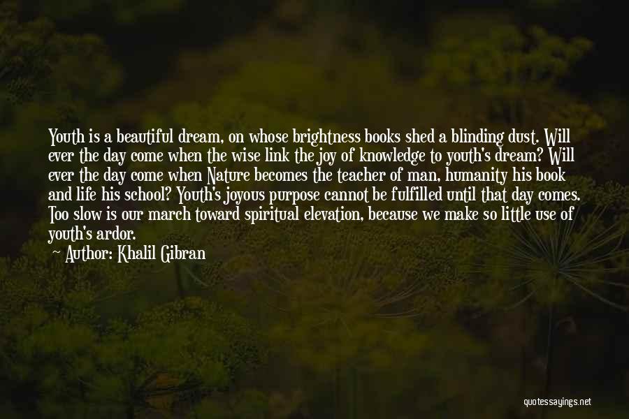 Khalil Gibran Quotes: Youth Is A Beautiful Dream, On Whose Brightness Books Shed A Blinding Dust. Will Ever The Day Come When The