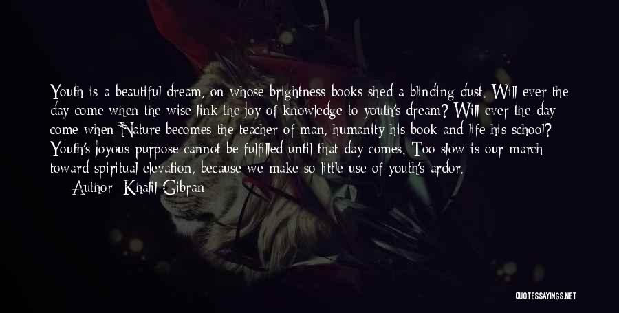 Khalil Gibran Quotes: Youth Is A Beautiful Dream, On Whose Brightness Books Shed A Blinding Dust. Will Ever The Day Come When The