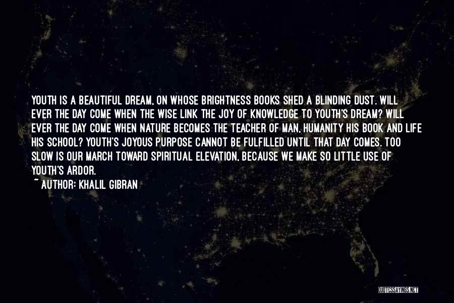 Khalil Gibran Quotes: Youth Is A Beautiful Dream, On Whose Brightness Books Shed A Blinding Dust. Will Ever The Day Come When The