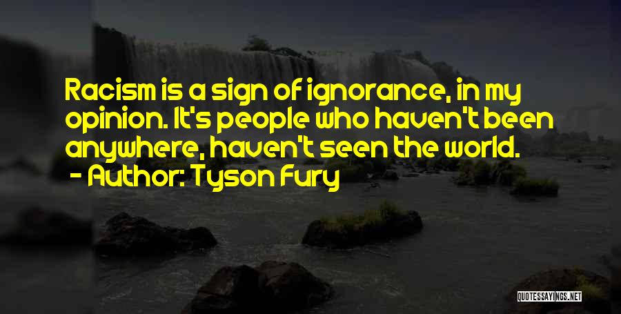 Tyson Fury Quotes: Racism Is A Sign Of Ignorance, In My Opinion. It's People Who Haven't Been Anywhere, Haven't Seen The World.