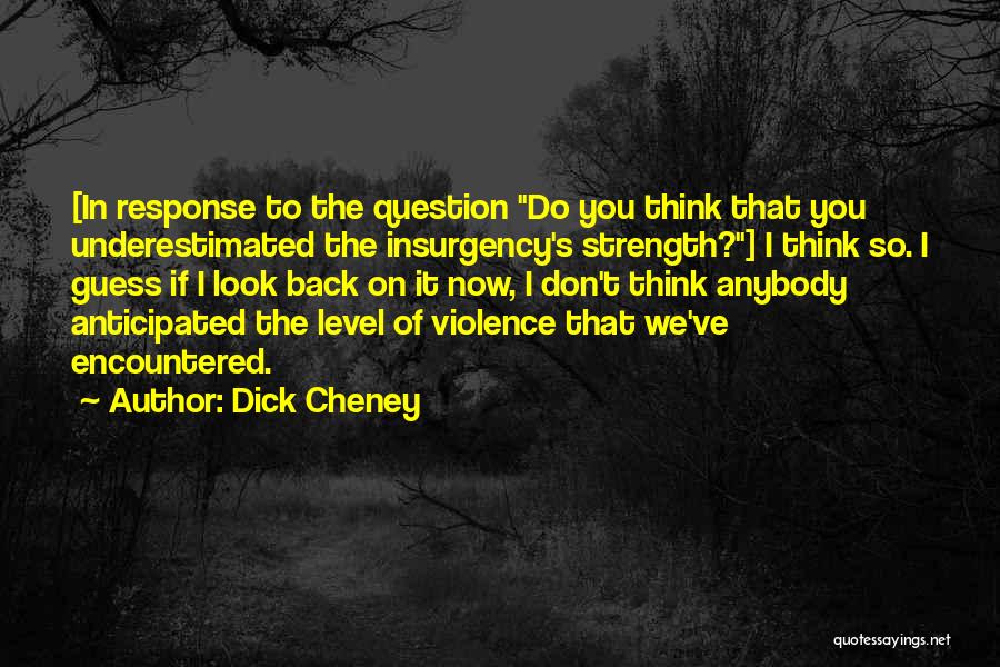 Dick Cheney Quotes: [in Response To The Question Do You Think That You Underestimated The Insurgency's Strength?] I Think So. I Guess If