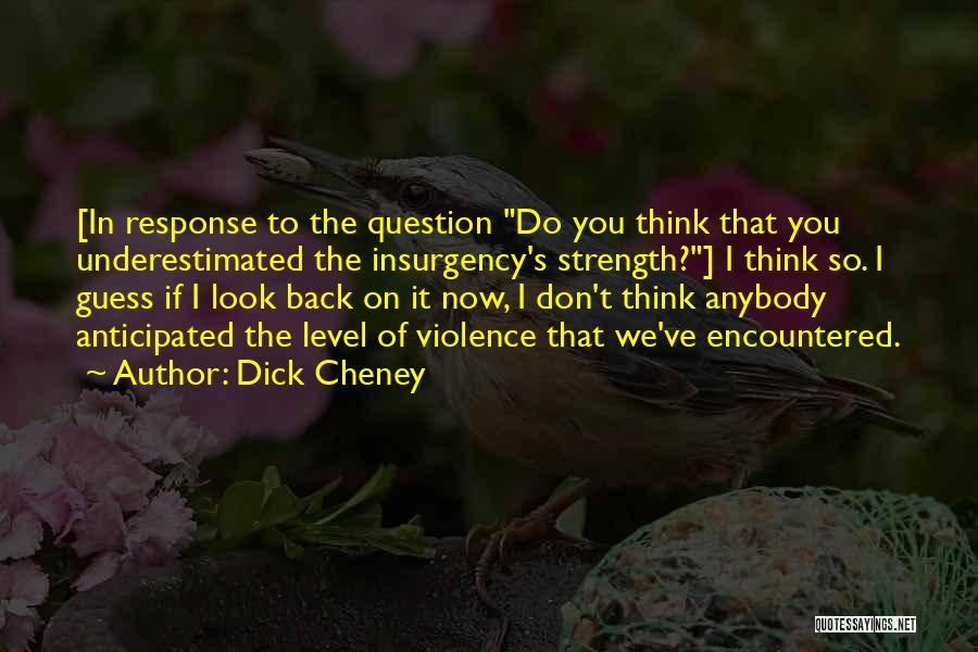 Dick Cheney Quotes: [in Response To The Question Do You Think That You Underestimated The Insurgency's Strength?] I Think So. I Guess If