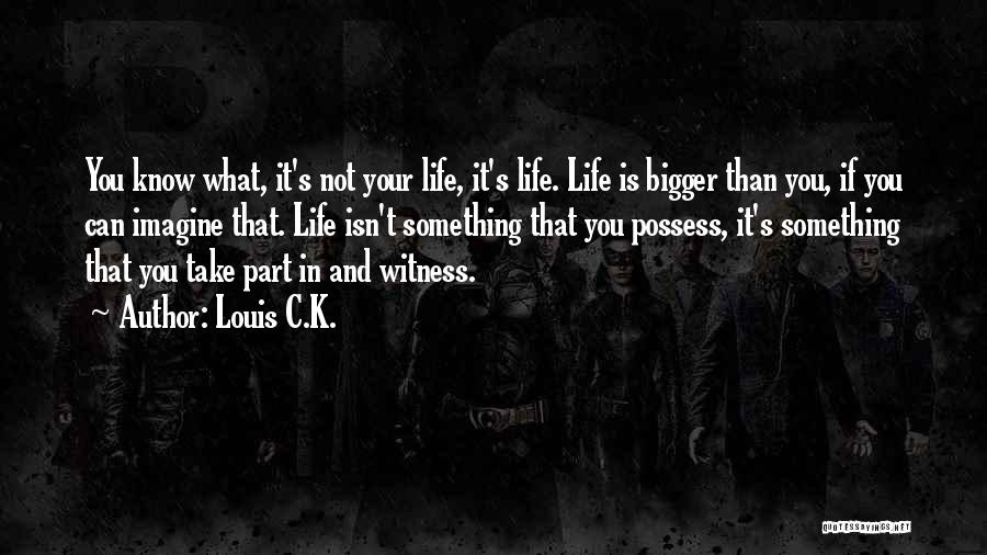 Louis C.K. Quotes: You Know What, It's Not Your Life, It's Life. Life Is Bigger Than You, If You Can Imagine That. Life