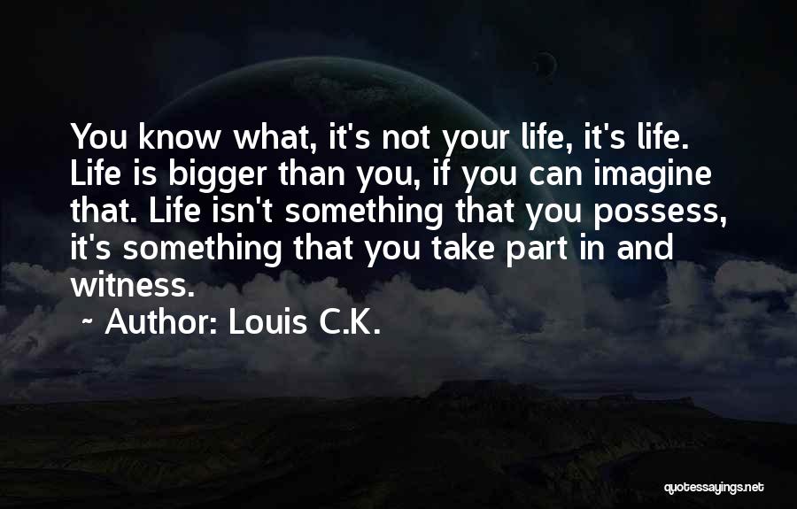 Louis C.K. Quotes: You Know What, It's Not Your Life, It's Life. Life Is Bigger Than You, If You Can Imagine That. Life