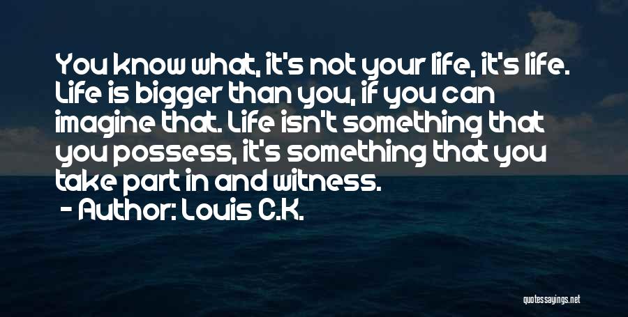 Louis C.K. Quotes: You Know What, It's Not Your Life, It's Life. Life Is Bigger Than You, If You Can Imagine That. Life