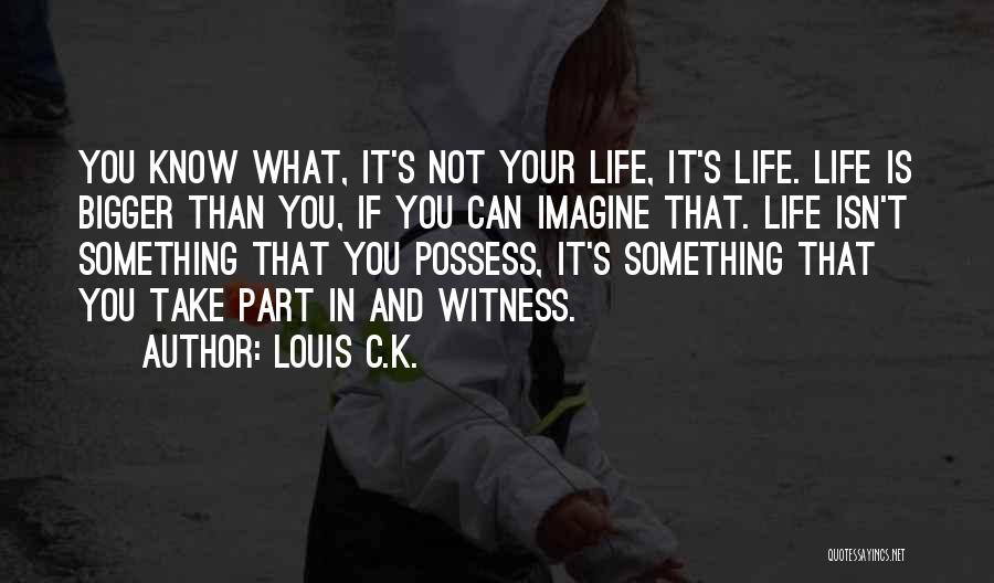 Louis C.K. Quotes: You Know What, It's Not Your Life, It's Life. Life Is Bigger Than You, If You Can Imagine That. Life