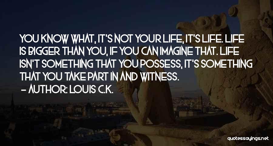 Louis C.K. Quotes: You Know What, It's Not Your Life, It's Life. Life Is Bigger Than You, If You Can Imagine That. Life