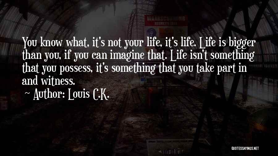 Louis C.K. Quotes: You Know What, It's Not Your Life, It's Life. Life Is Bigger Than You, If You Can Imagine That. Life