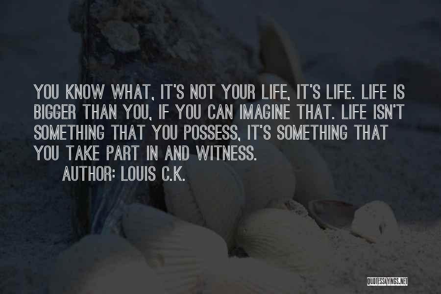 Louis C.K. Quotes: You Know What, It's Not Your Life, It's Life. Life Is Bigger Than You, If You Can Imagine That. Life