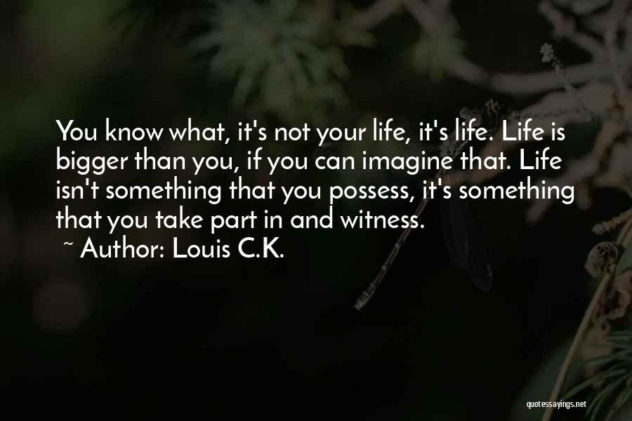 Louis C.K. Quotes: You Know What, It's Not Your Life, It's Life. Life Is Bigger Than You, If You Can Imagine That. Life